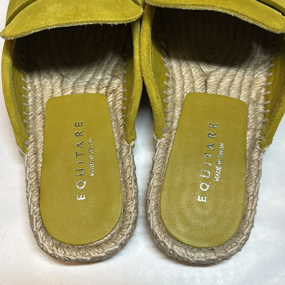 Equitare NWOB Leather Slip-On Espadrille Lime Green Mules EU Size 36, US Size 6